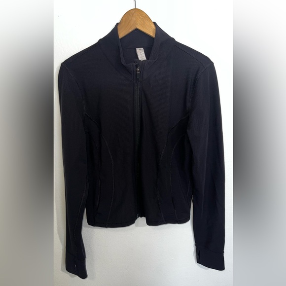 90 Degree by Reflex | Black Ribbed Full-Zip Training Jacket with Thumbholes - XL - Picture 3 of 5